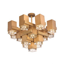 Wood Modern Chandeliers Dimming Pendant Light Staircase Crystal Chandelier